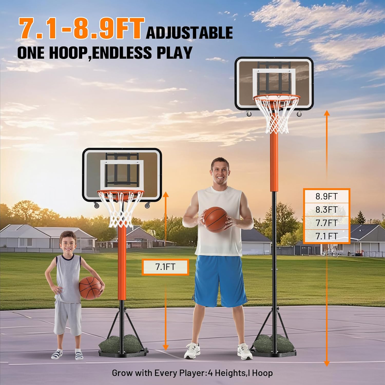 Adjustable Portable Basketball - Basketball Hoop 评论和价格